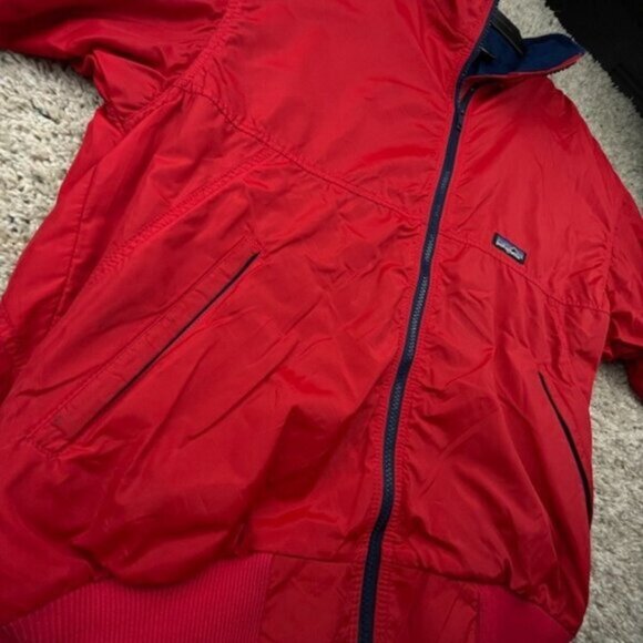 Patagonia Men's Full Zip Windbreaker Rain Jacket Red Medium Pockets w Logo Adult - Picture 9 of 16